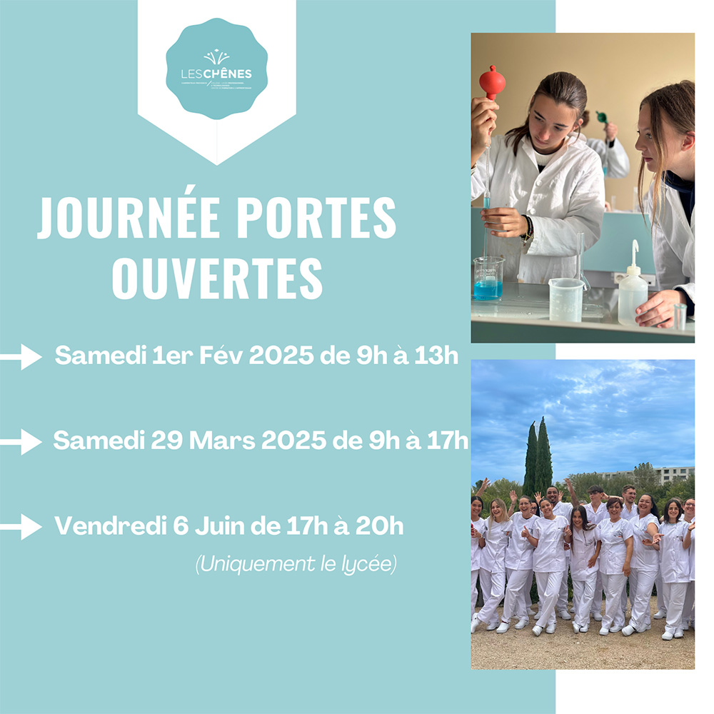 Journées portes ouvertes : samedi 1er février, samedi 29 mars et vendredi 6 juin 2025